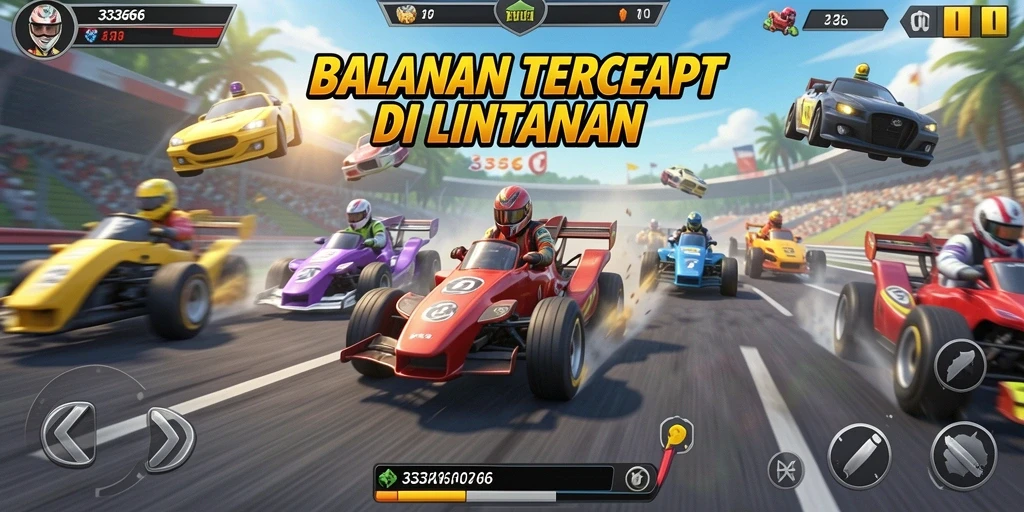 Tampilan screenshot gameplay Racing 333666 yang penuh aksi.