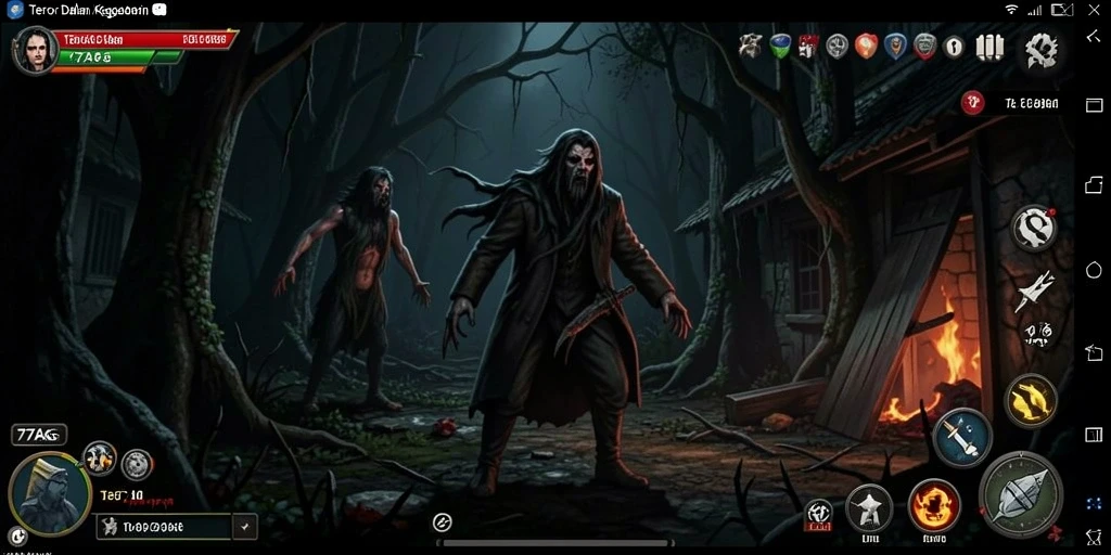 Tampilan gameplay menegangkan di dalam kegelapan yang mencekam.