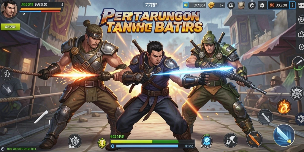 Tampilan pertarungan seru dalam gameplay 77RP yang mendebarkan.