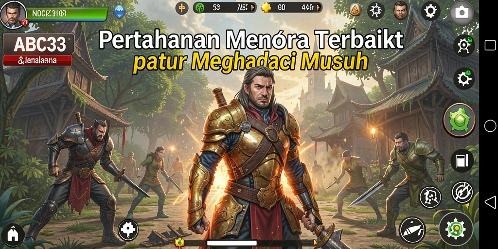 Screenshot gameplay ABC33 menunjukkan berbagai strategi menara yang menarik.