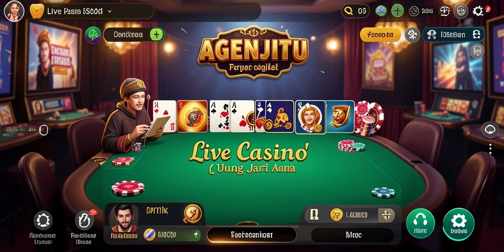 Gameplay AGENJITU yang mendebarkan dengan dealer langsung.