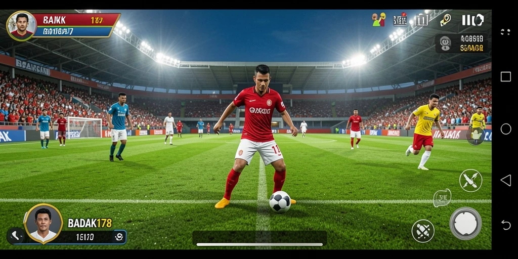 Tampilan gameplay seru di lapangan sepak bola BADAK178.