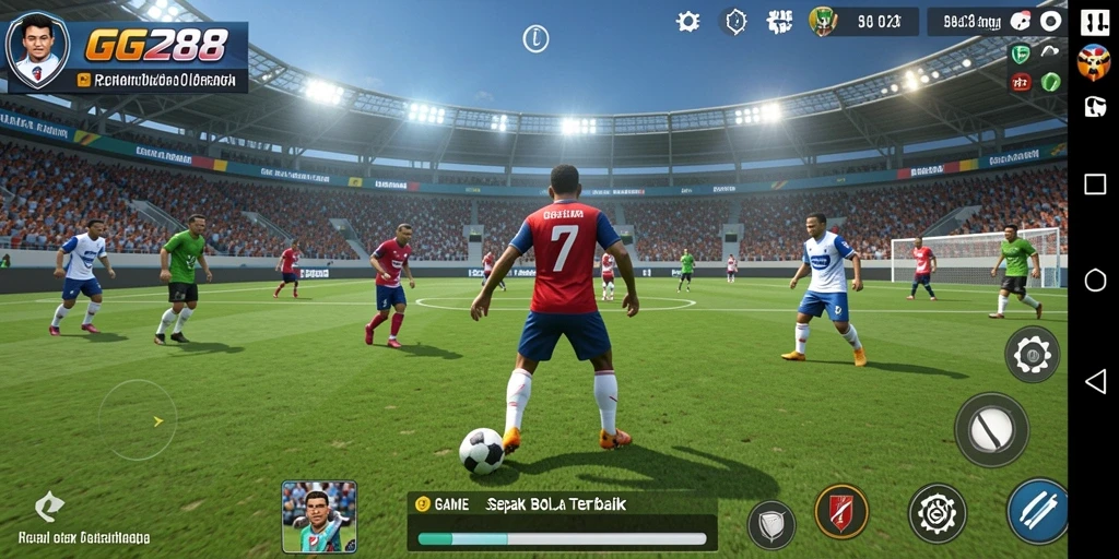 Tampilan gameplay menakjubkan di GG288 dengan aksi sepak bola yang mendebarkan.