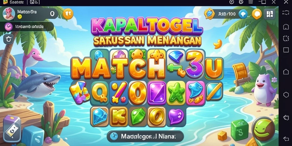 Screenshot gameplay KAPALTOGEL yang menampilkan tantangan Match-3 yang seru.