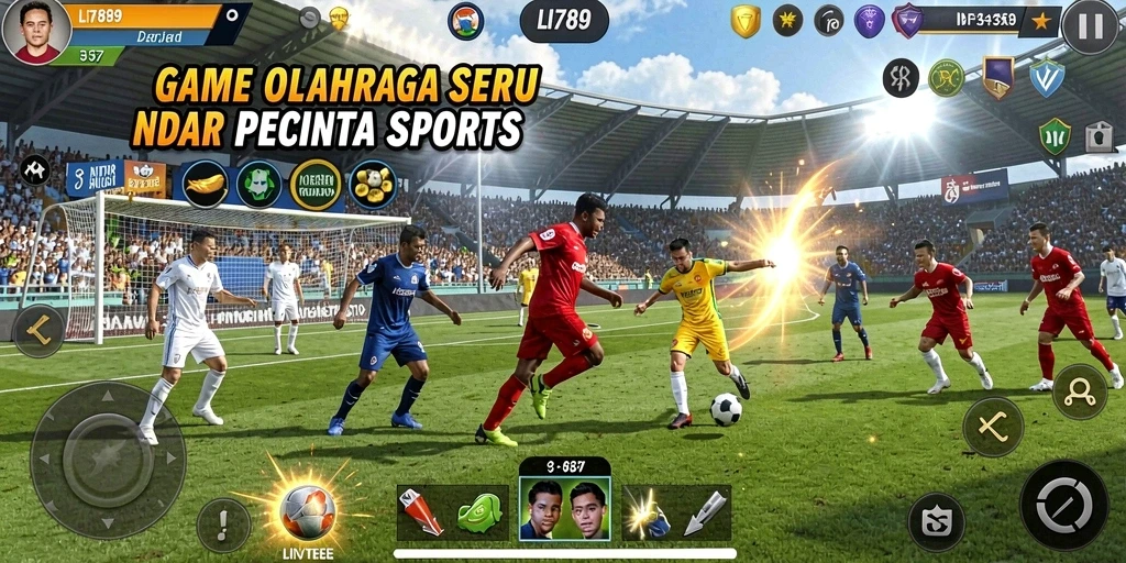 Tampilan aksi seru dalam game LI789 yang menampilkan pertandingan olahraga.