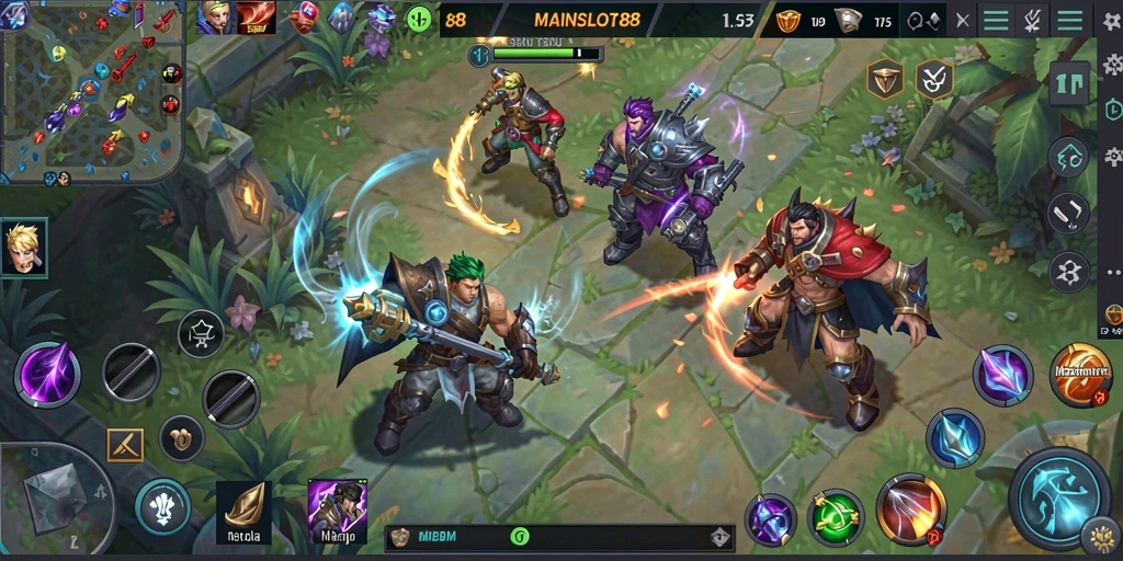 Tampilan gameplay seru dari MAINSLOT88 dalam pertempuran MOBA.