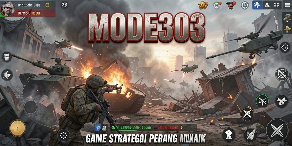 Screenshot MODE303 menampilkan pertarungan strategis yang mendebarkan.