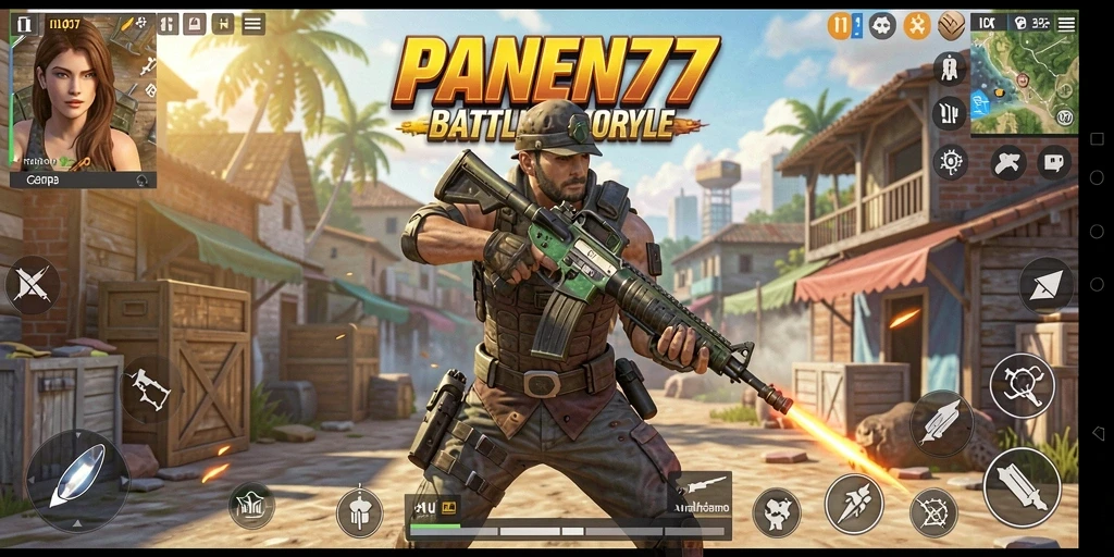 Tampilan aksi seru dalam game Battle Royale PANEN77.