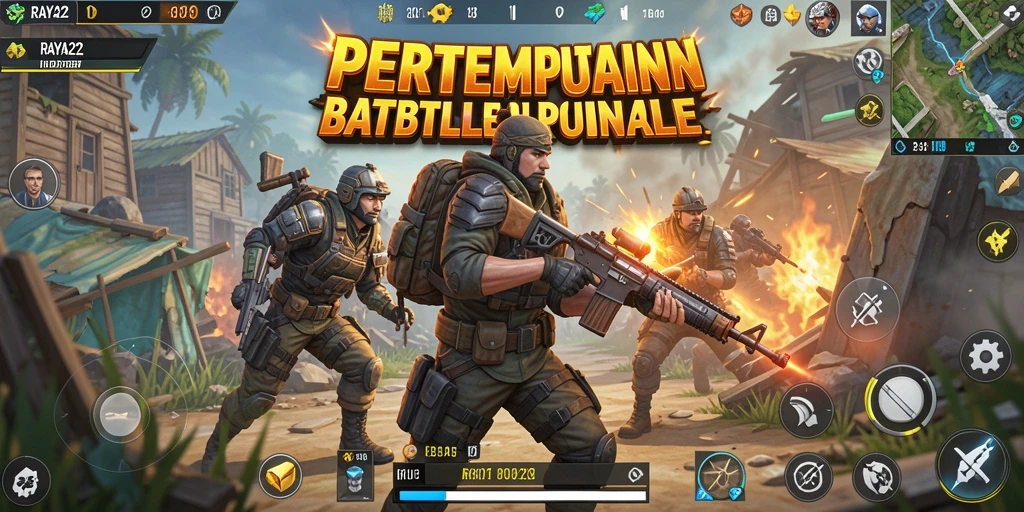 Tampilan aksi mendebarkan di game Battle Royale RAYA22.