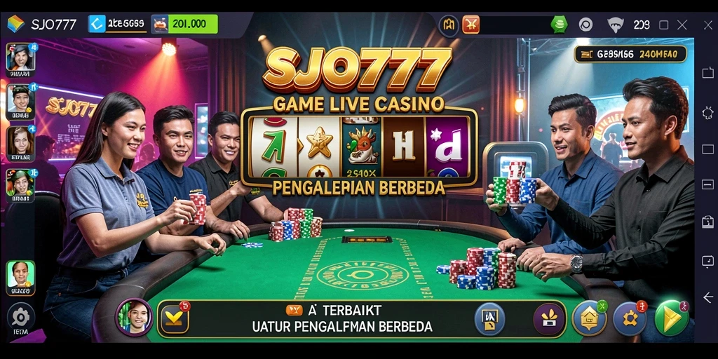 Screenshot SJO777 menampilkan dealer live dan gameplay yang mendebarkan.
