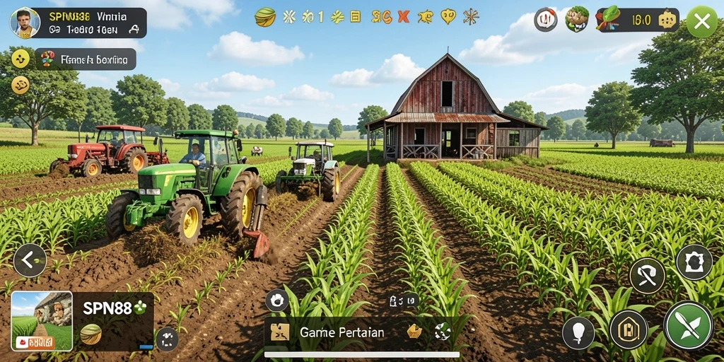 Tampilan gameplay SPN88 yang menakjubkan dengan ladang yang subur.