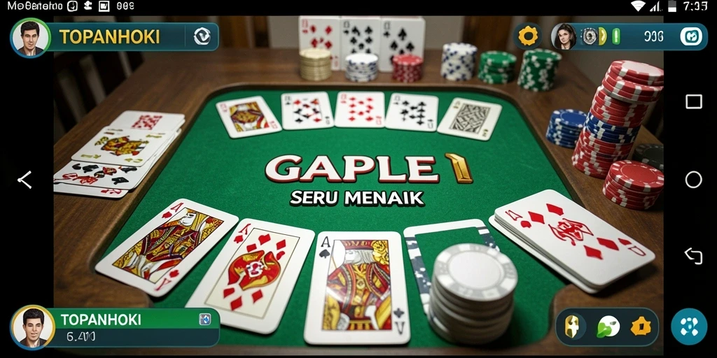 Screenshot gameplay TOPANHOKI menampilkan suasana bermain Gaple yang seru dan interaktif.